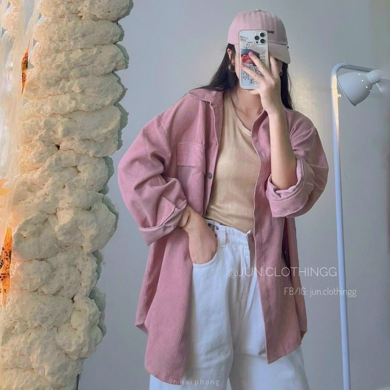 Áo sơmi nhung tăm QC nhiều màu cho nữ