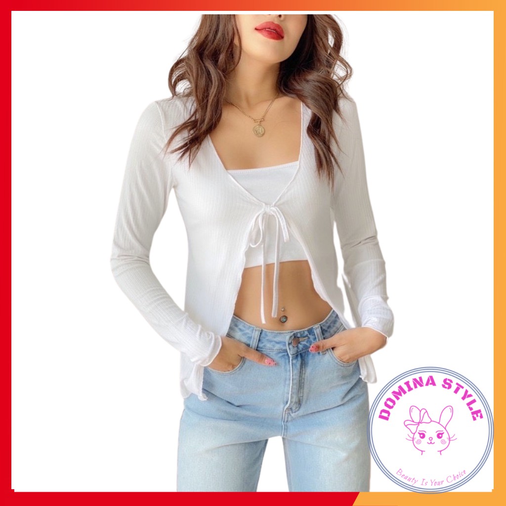 Áo croptop tay dài cột dây chưa kèm áo trong domina141