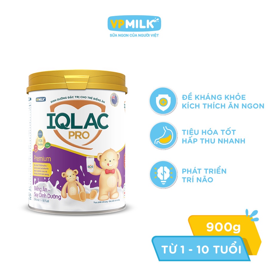 Sữa bột VPMilk IQLac Pro biếng ăn - suy dinh dưỡng premium 900g