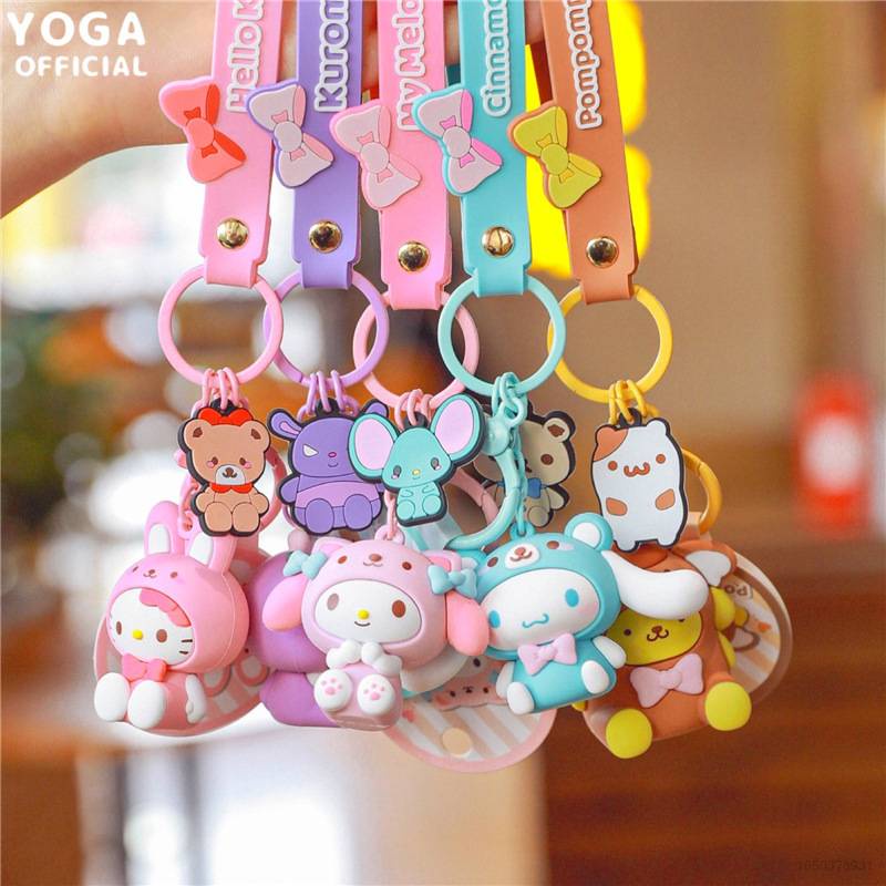 SANRIO Móc Khóa Búp Bê Hoạt Hình Cinnamoroll Kuromi Hello Kitty Mymelody Dùng Làm Quà Tặng Cho Bạn Gái