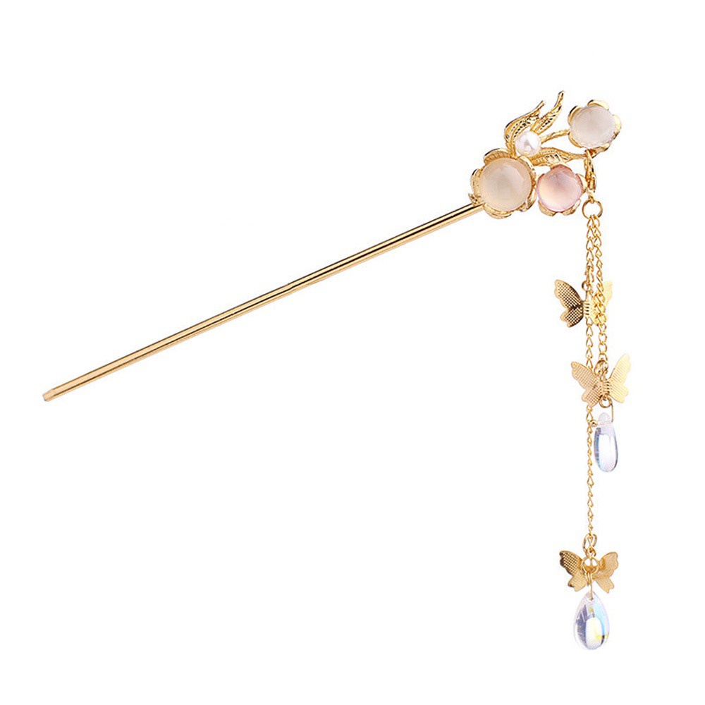 Trâm Cài Tóc Hình Bướm Tua Rua Đính Ngọc Trai Phong Cách Trung Hoa Cổ Điển Thời Trang