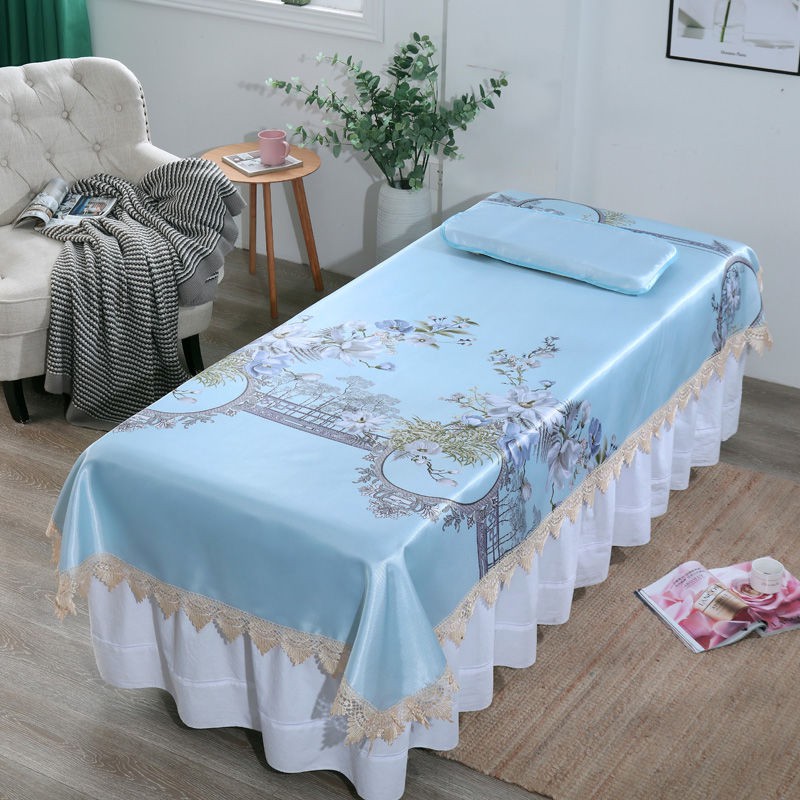 Nệm Mỏng Đệm Cả 4 Mùa Sàn Siêu Mát Cho beauty bed mat summer breathable high-end salon massage sheet ice silk with hole pure color foldable washing