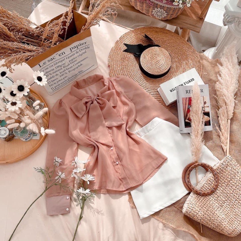 SET áo nơ organza + chân váy quần - 22.Lystore