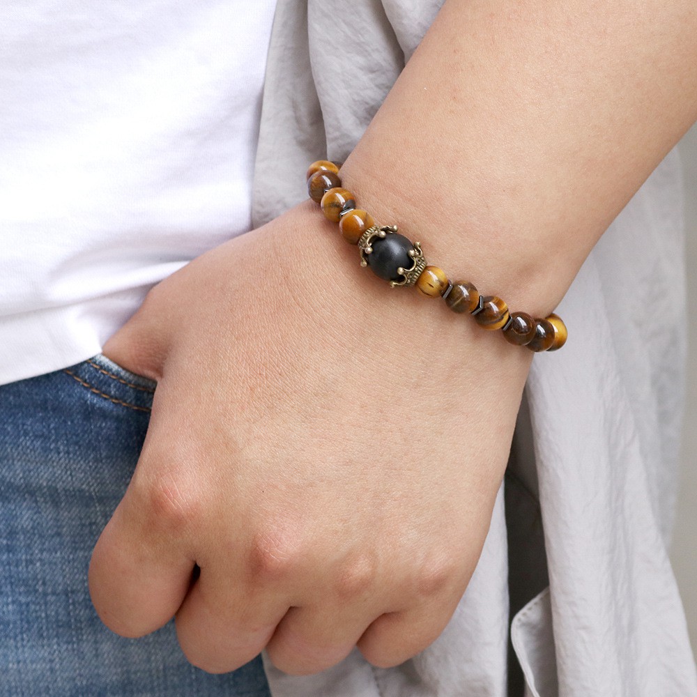 Vòng Tay Chuỗi Hạt Đá Mã Não Phong Cách Punk Mới Cho Nam | BigBuy360 - bigbuy360.vn