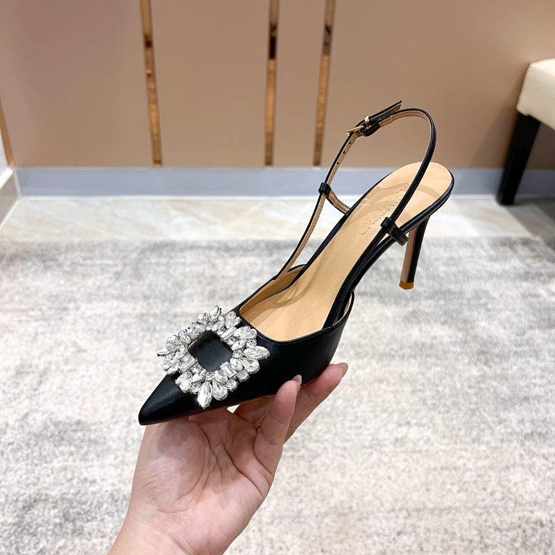 XIELUAIZTA Giày Sandal Cao Gót Nữ Mũi Nhọn Đính Đá Thời Trang Cho