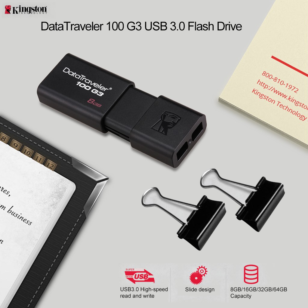 Usb Kingston Ổ Cứng Di Động Dung Lượng 100 G3 Dung Lượng 16GB 32GB 64GB USB 3.0