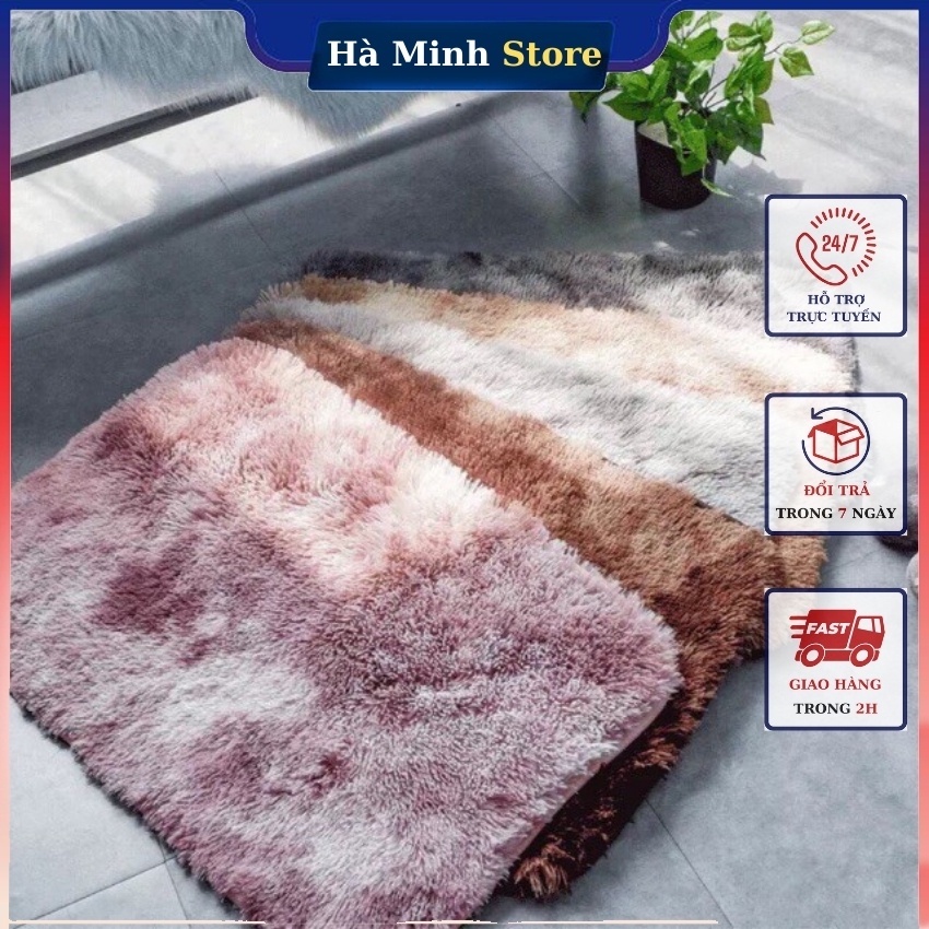 Thảm Lau Chân Lông Xù Loang Siêu Mềm Mịn Đế Chống Trượt - Thảm Lông Chùi Chân 40*60cm Hà Minh Store