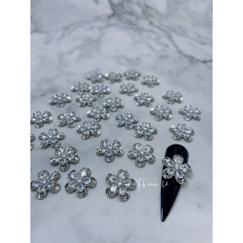 phụ kiện charm hình hoa đá gắn móng tay nail 1 viên