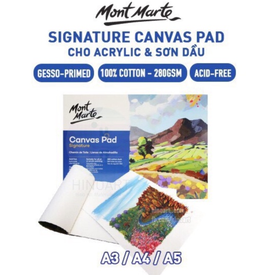 Sổ Canvas Vẽ Màu Acrylic, Sơn Dầu, Canvas Pad Mont Marte A3/ A4/ A5 - 10 Tờ Toan