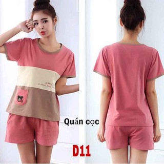 Bộ mặc nhà mùa hè💖FREESHIP💖Giảm 50k đơn 2 sp Bộ đồ ngủ cotton quần đùi màu hồng nhẹ nhàng mã  D11 [KÈM ẢNH THẬT]