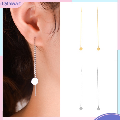 Đôi khuyên tai dài phối mặt tròn thời trang cho nữ