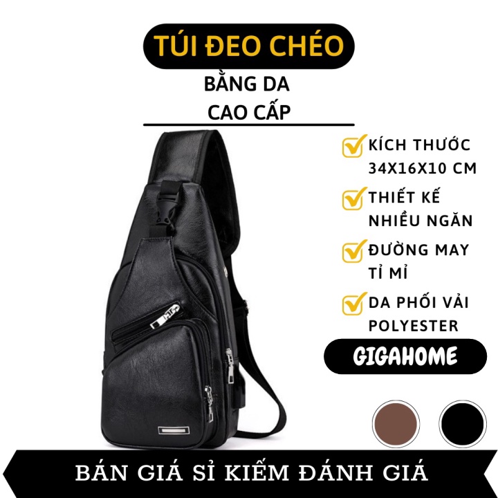 Túi Bao Tử GIGAHOME Túi Bao Tử Đeo Chéo Nam Bằng Da Cao Cấp Nhiều Ngăn 6977