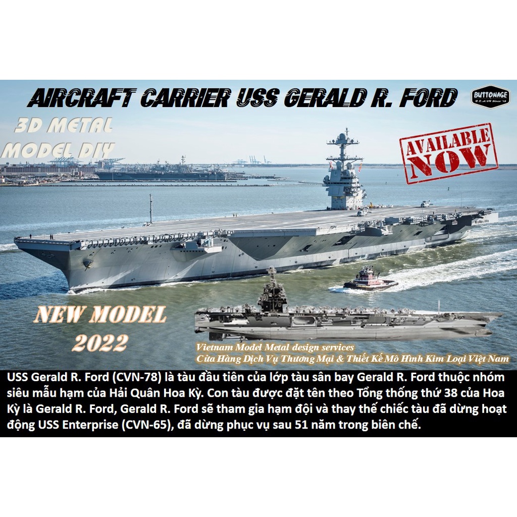 Mô Hình Lắp Ráp 3d Tàu sân bay USS Gerald R. Ford - CVN 78