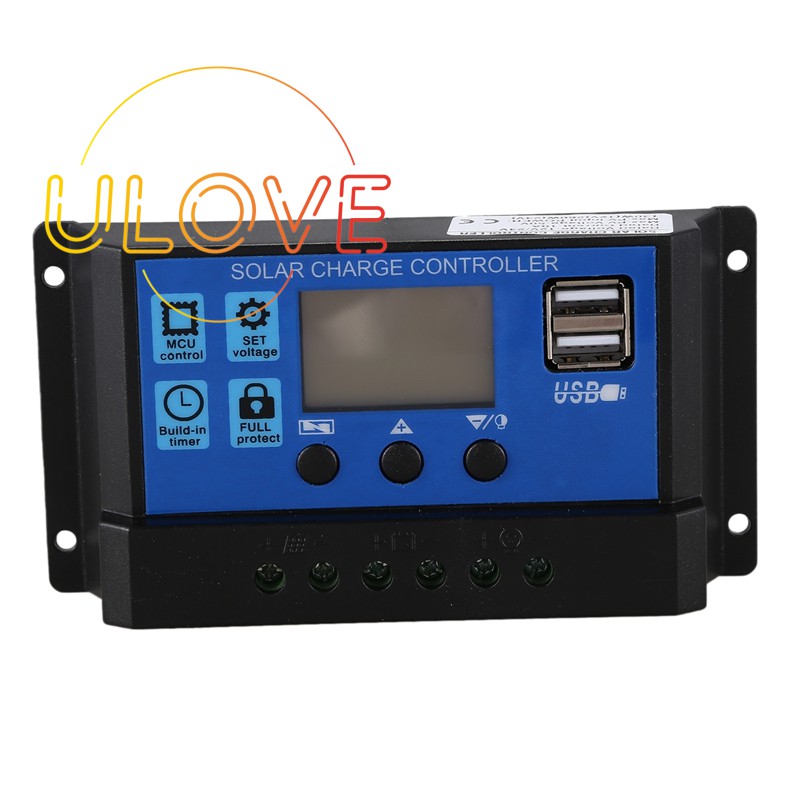 Bộ Điều Khiển Sạc Năng Lượng Mặt Trời Tự Động Pwm 10a 12v 24v Màn Hình Lcd