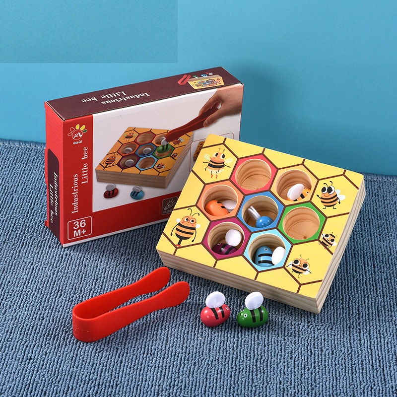 Giáo cụ Montessori, Gắp Ong Vào Tổ, Giúp Bé Rèn Vận Động Tinh Phân Biệt Màu Sắc, Tập Gắp