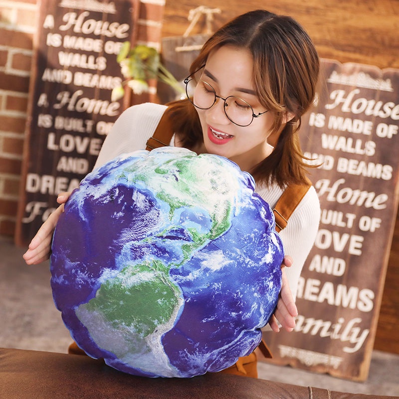 Gối hành tinh ngộ nghĩnh sáng tạo, đệm bông ép, 3D lang thang trái đất mặt trăng sáng tạo Gối hành tinh, gối quà tặng sinh nhật cho nam và nữ