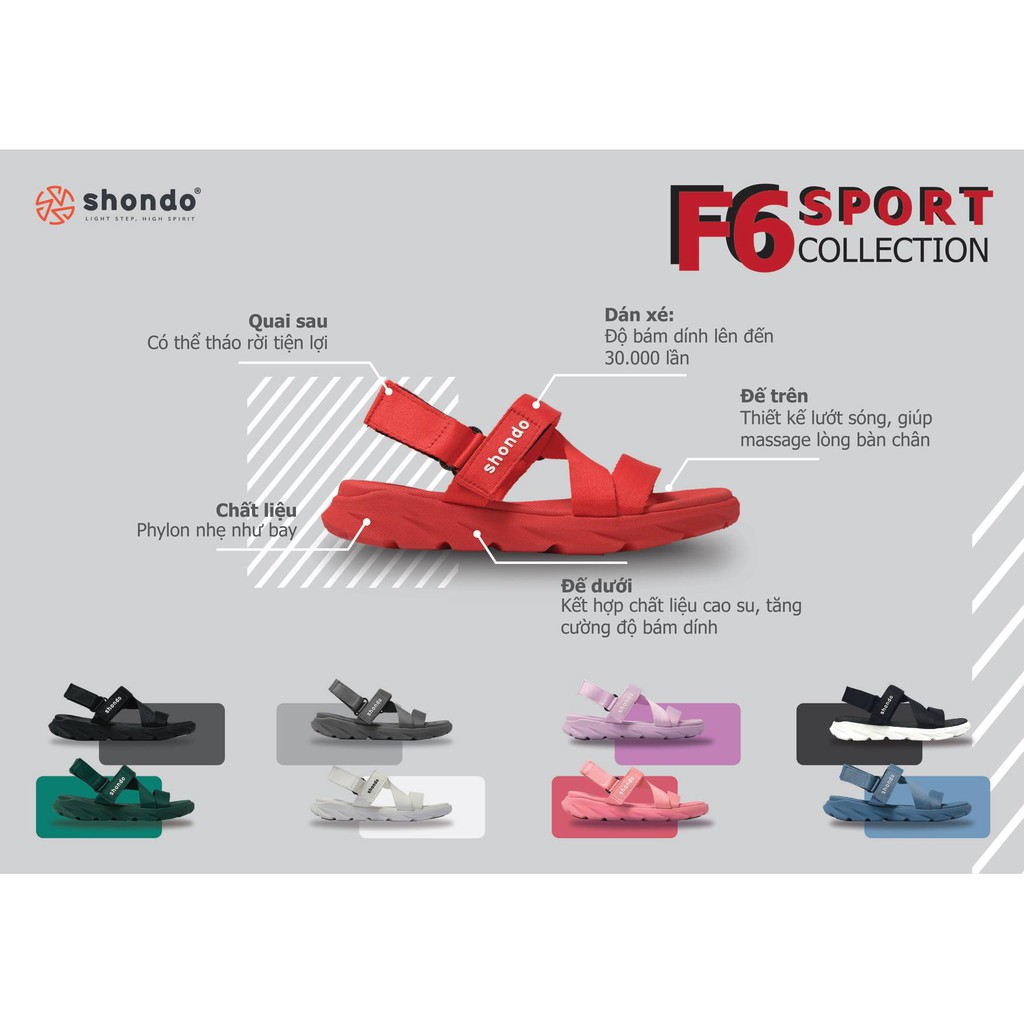 Giày Sandal Shat F6 SHONDO Sport đỏ Unisex - F6S206