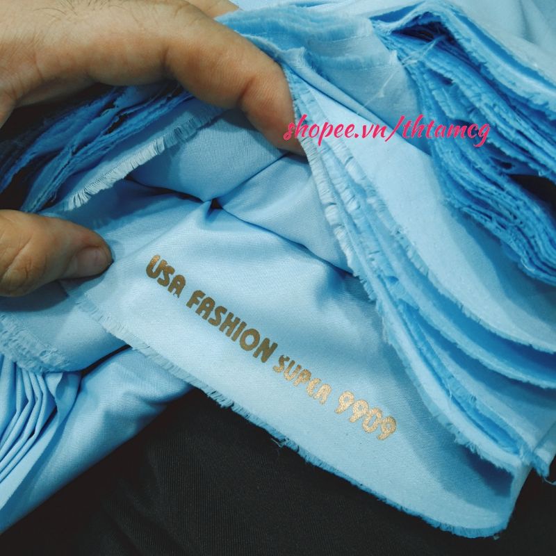 Vải May Áo Sơ Mi Màu Xanh Da Trời / Xanh Biển Nhạt Kate Silk Mỹ USA 9009