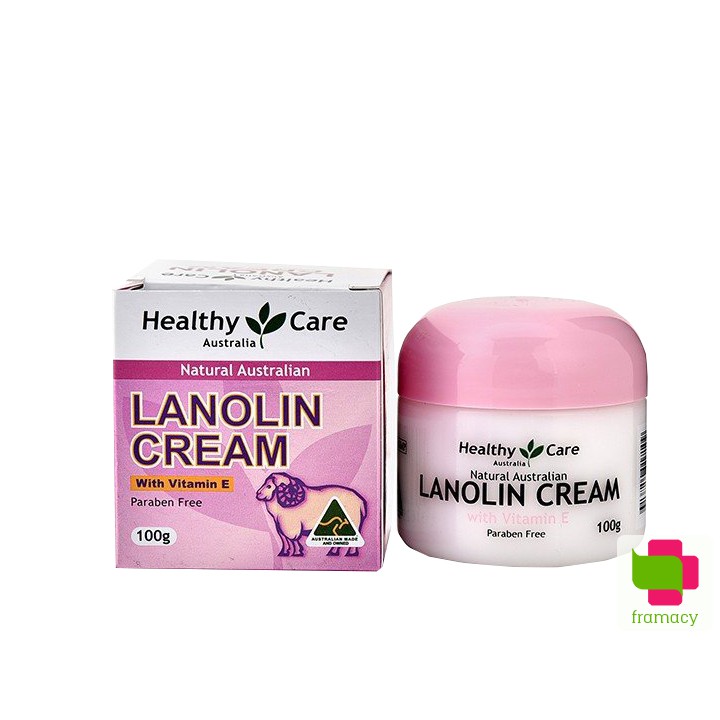 Kem mỡ cừu Healthy Care Lanolin Cream Sheep Plancenta và Vitamin E, Úc (100g) giúp cấp ẩm da cho mọi lứa tuổi