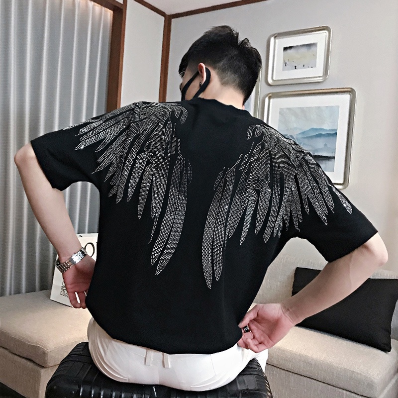 Áo Thun Nam Tay Ngắn Đính Đá Phong Cách Mới Lạ Thời Trang Mùa Hè