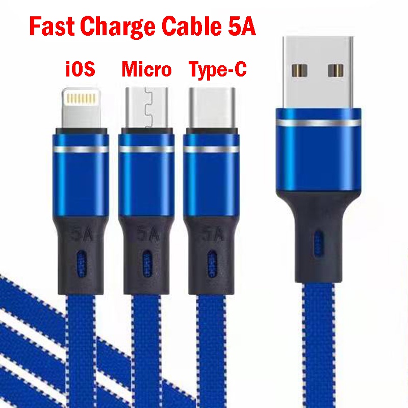 Dây cáp sạc nhanh type C / Micro USB / iOS 5A dài 1m thích hợp cho điện thoại Apple Android