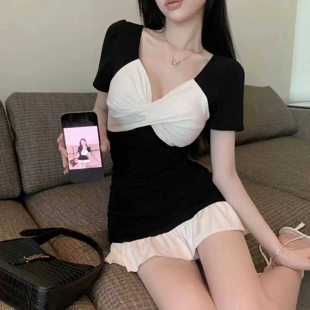 Đầm Cổ Chữ V Thiết Kế Mới Thời Trang Mùa Hè Theo Phong Cách Hàn Quốc Dành Cho Nữ