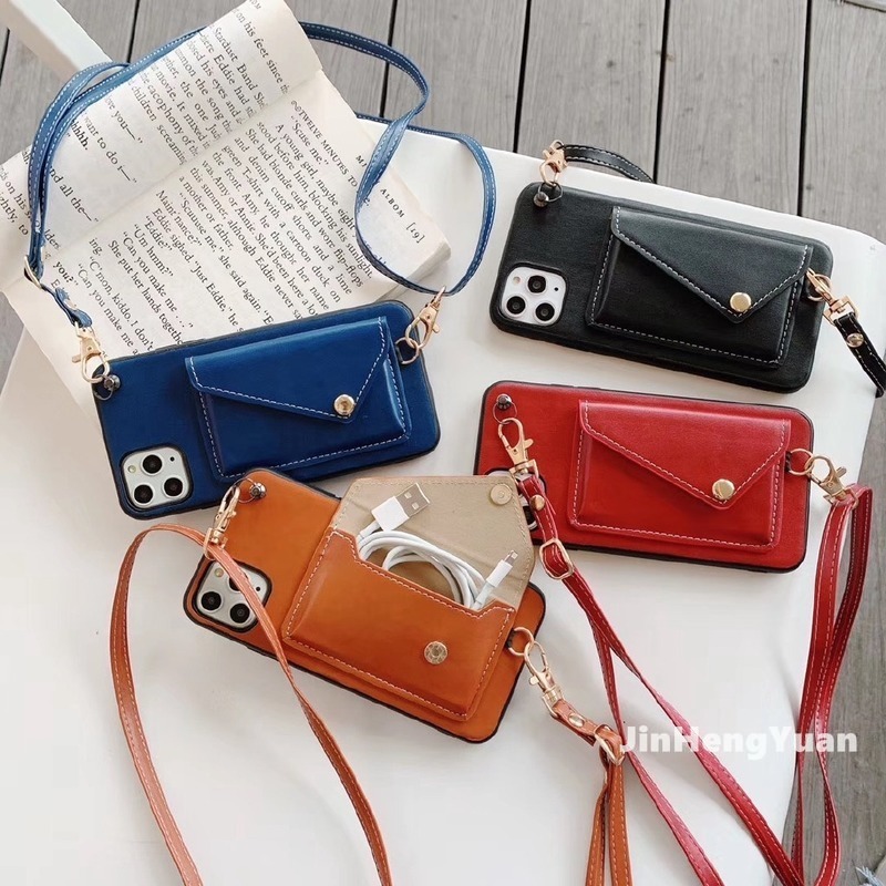 Coin Purse Leather Case for IPhone 11 12 Pro XS Max Mini XR SE2020 I6 7 8 Plus Lanyard Mobile Phone Cover Soft Leather Casing