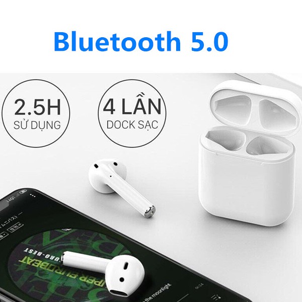 tai nghe bluetooth i12 Inpod i12  không dây  TWS Bluetooth 5.0 kèm vỏ bảo vệ combo for android,apple,ios,iphone