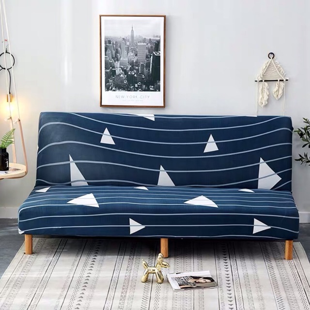 Bọc ghế sofa giường hoạ tiết tam giác kẻ lượn cho ghế sofa bed