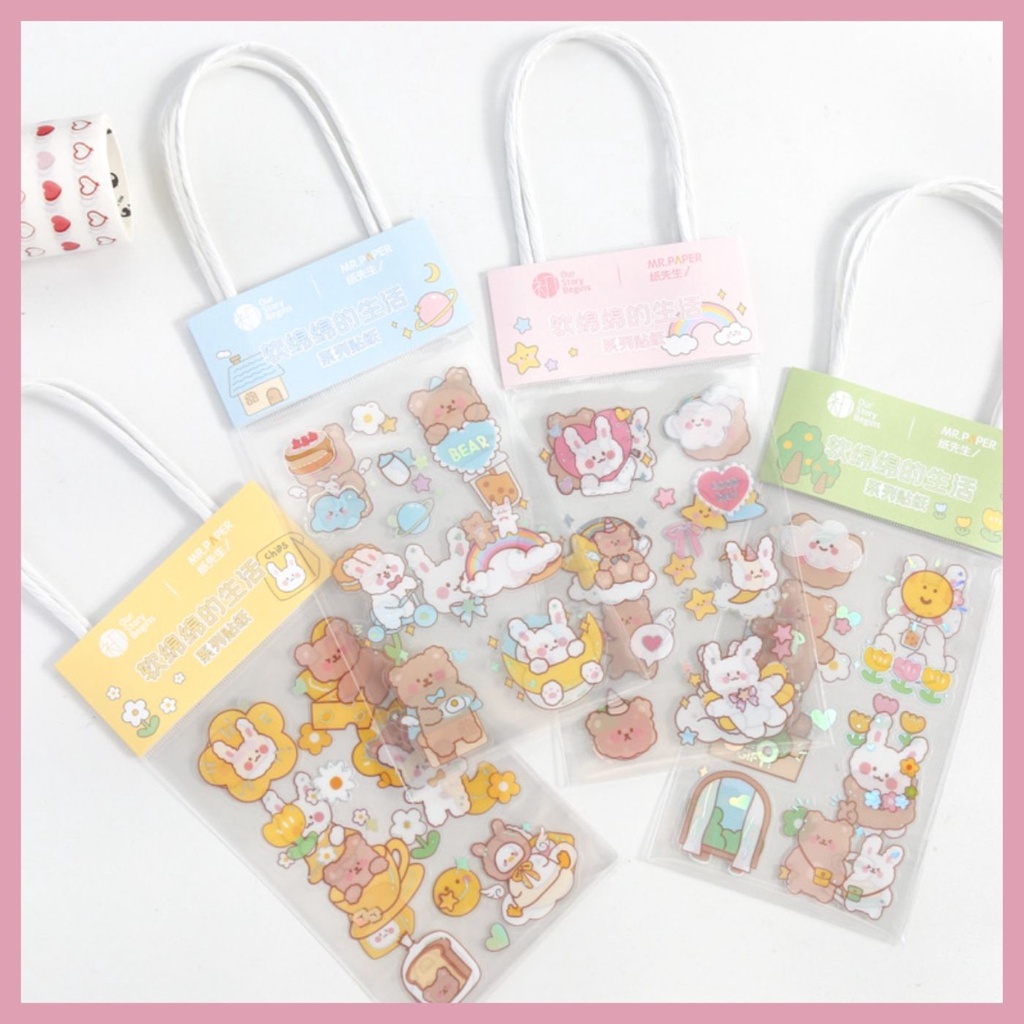 TÚI STICKER NHÃN DÁN GẤU THỎ SIÊU XINH