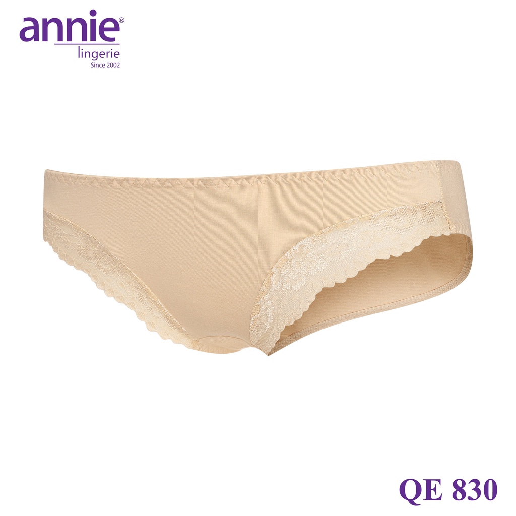 Quần lót nữ trơn vải cotton 4 chiều phối ren annie QE830 mềm mại, dịu dàng nữ tính, gợi cảm, thoáng mát ôm trọn vòng 3