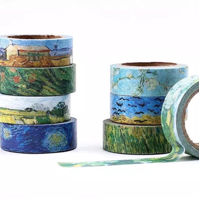 (Chiết theo chu kỳ) 8 mẫu băng dính washi tape hoạ tiết tranh Van Gogh