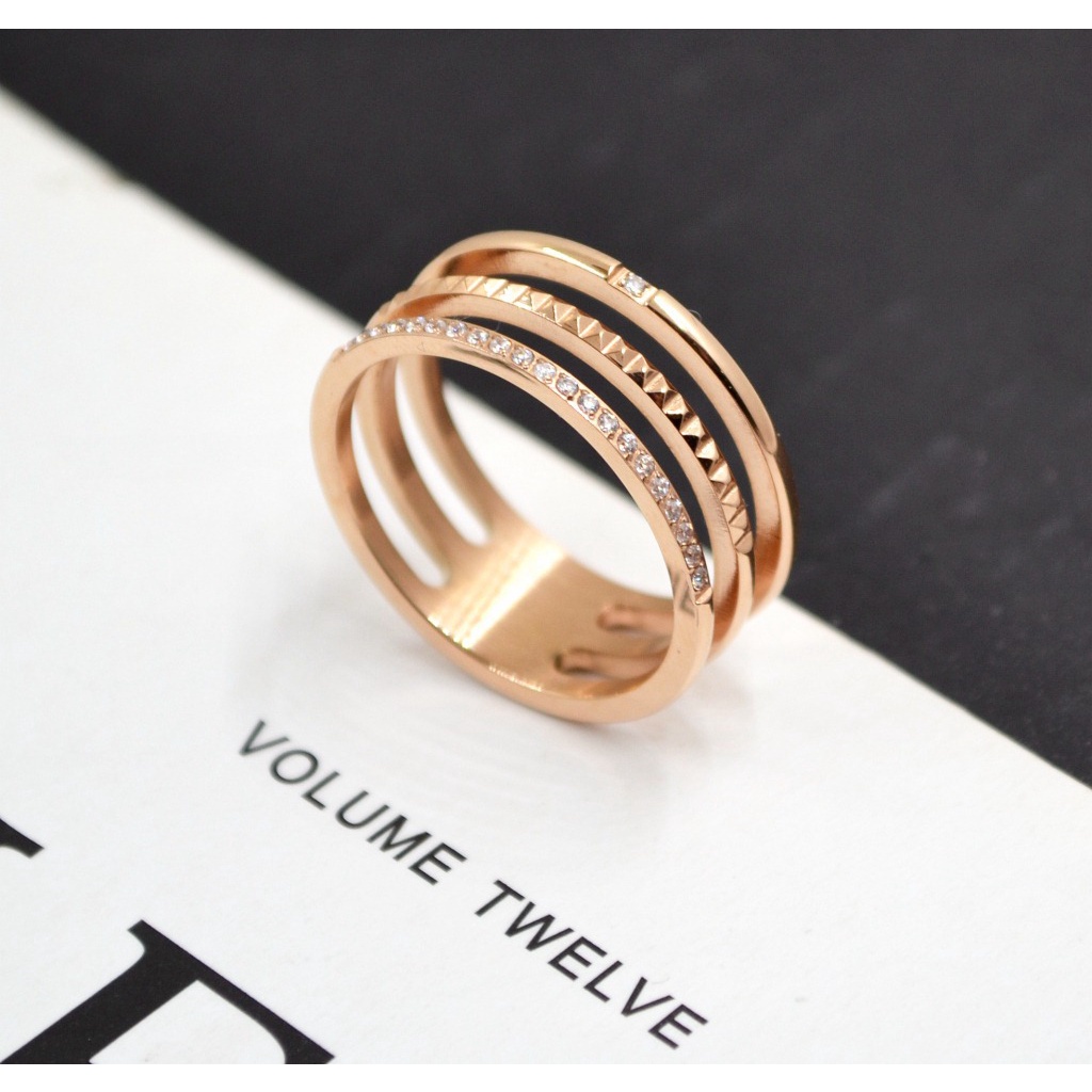Nhẫn nữ Gucci Three Layer jewelry -Nhẫn thép titan không gỉ Full box
