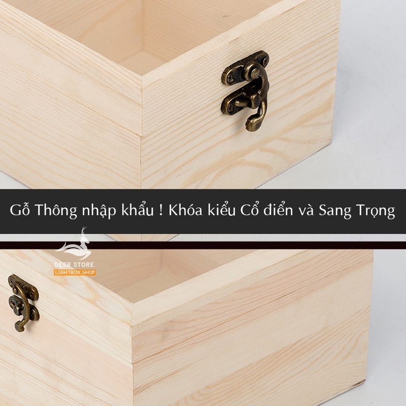 Hộp gỗ trơn nắp thủy tinh trong suốt dùng đựng đồ vật, trang sức và các phụ kiện nhỏ