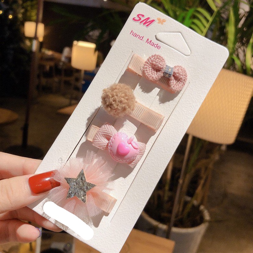 Sét 4 Kẹp Cài Tóc Cho Bé Gái Phong Cách Hàn Quốc