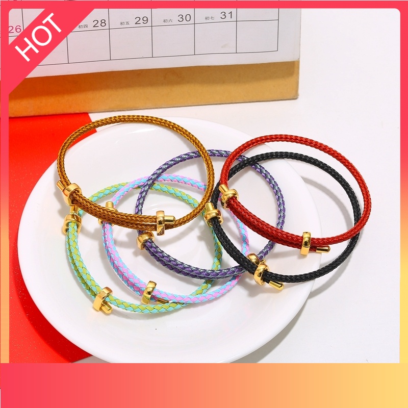 Vòng Tay Da 3mm Chống Nước Có Thể Điều Chỉnh Kèm Nút Chặn DIY