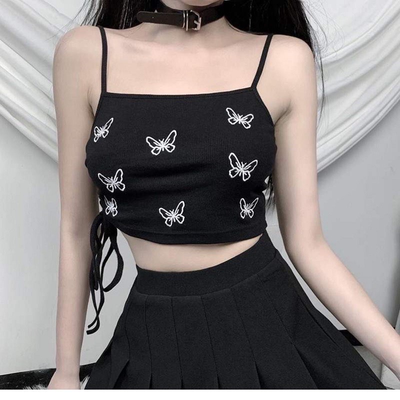 [Rẻ Vô Địch] Áo Hai Dây, Áo 2 Dây CROPTOP BODY HÌNH BƯỚM Dây Rút Eo - Moonstore