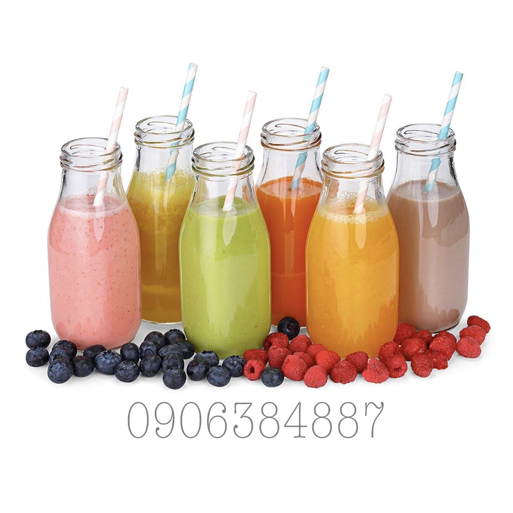 Chai Thủy Tinh Đựng Sữa Nắp Thiếc 300ml