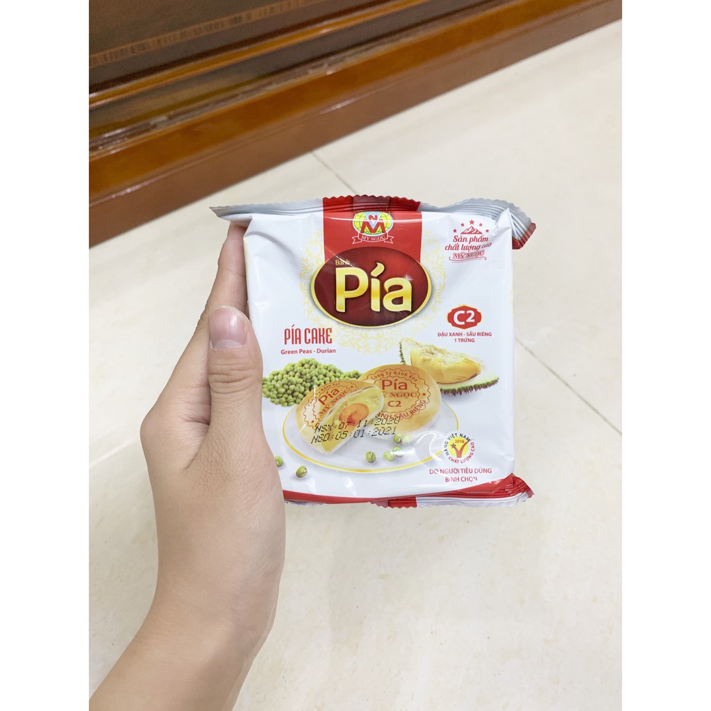 NEW 460g Bánh pía C2 đậu xanh SẦU RIÊNG cao cấp, 1 BÁNH có 1 trứng muối, thơm SẦU RIÊNG CHÍN cao cấp – mát ĐẬU XANH