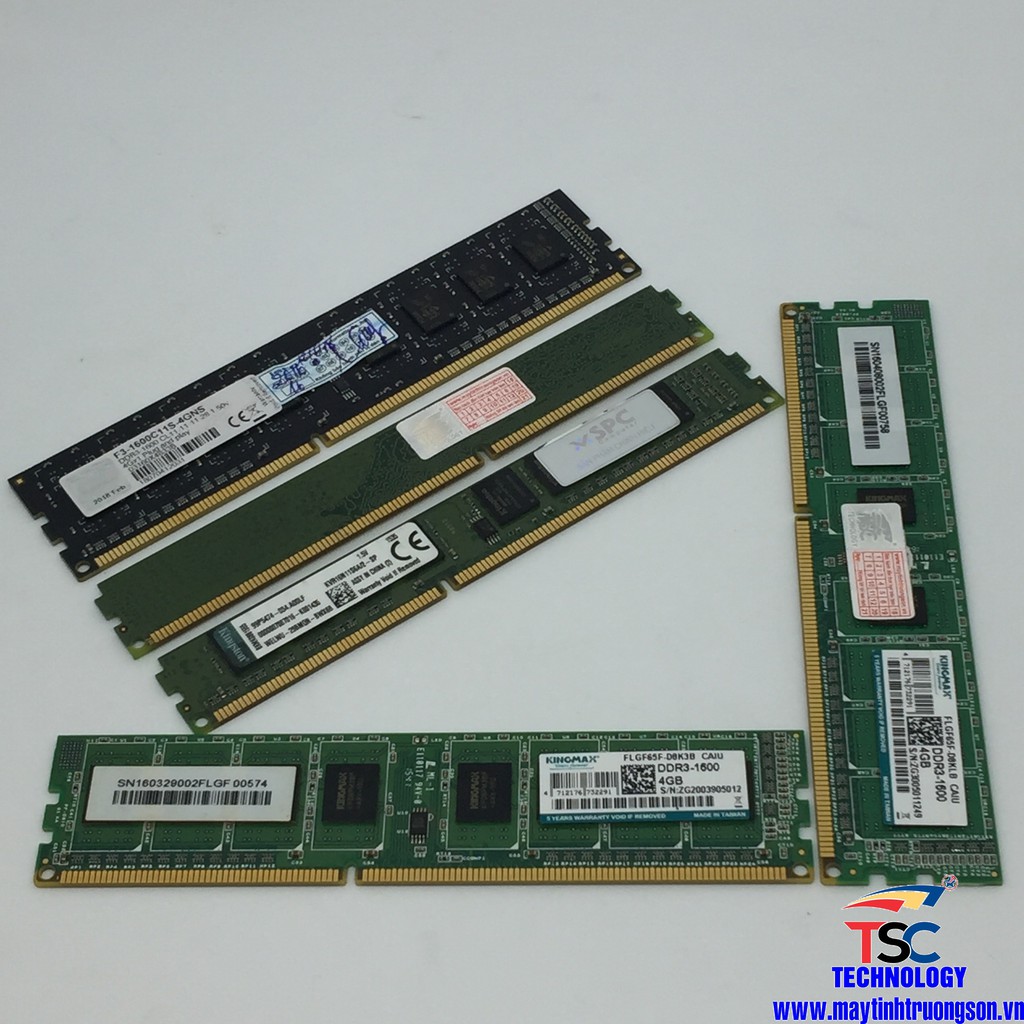 Ram PC DDR3 KINGSTON KINGMAX GSKILL 4GB Bus 1600 (Đã qua sử dụng còn mới 99%)