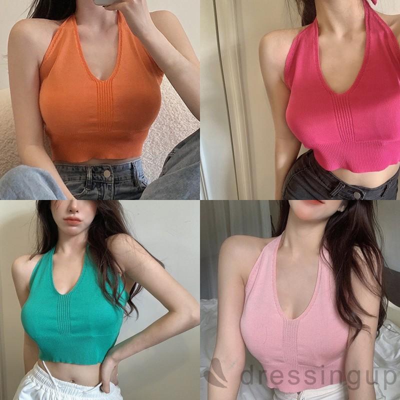 Áo Thun Không Tay Hở Lưng Cổ Chữ V Màu Trơn Gợi Cảm Cho Nữ | BigBuy360 - bigbuy360.vn