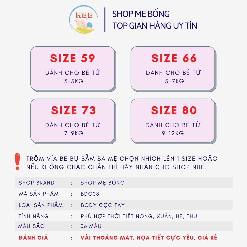 Body đùi cho bé trai gái sơ sinh bodysuit cho bé cộc tay bộ đồ sơ sinh hàng QC loại 1 từ 3-12kg - BDC08