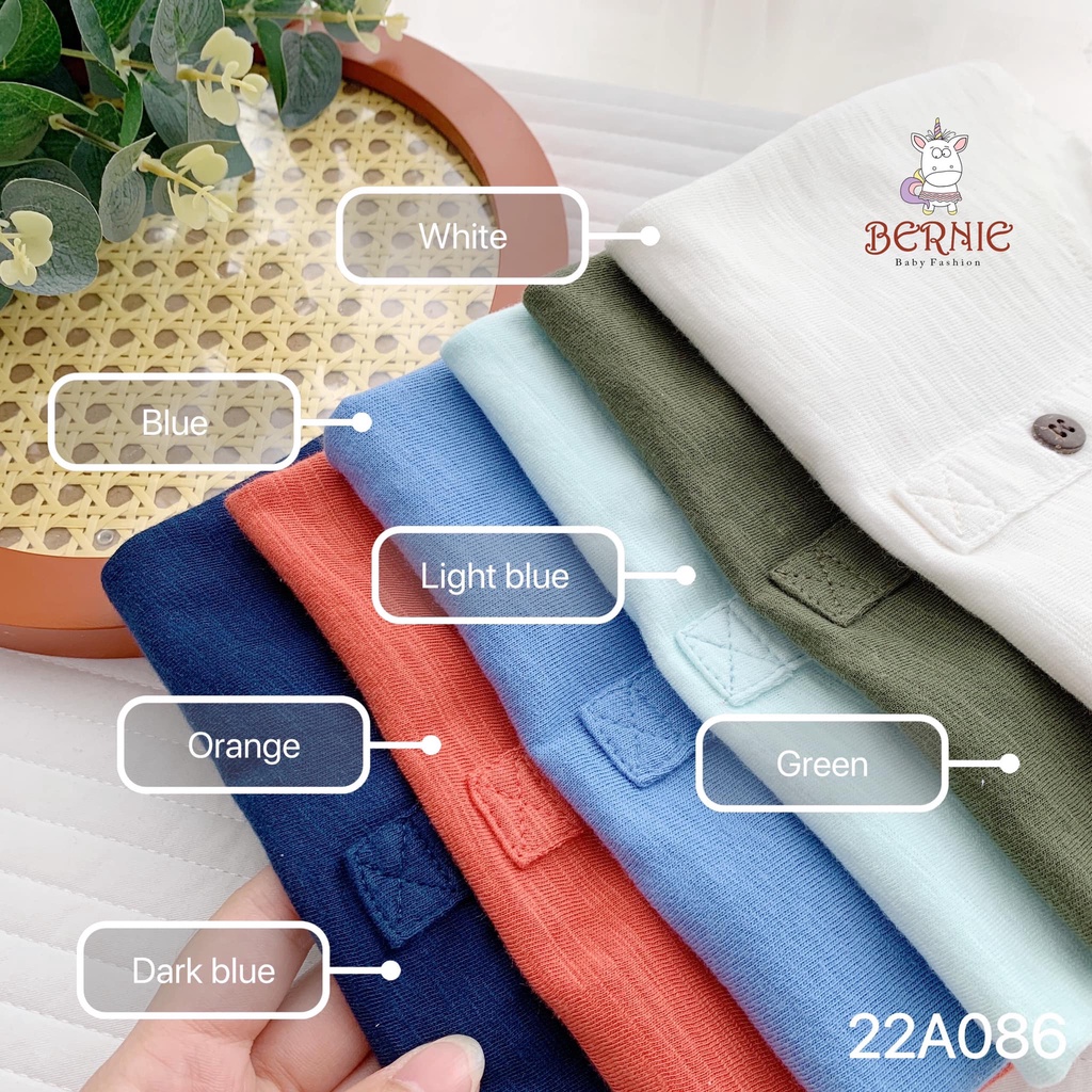 Áo xước cộc tay cổ trụ Bernie cho bé trai bé gái