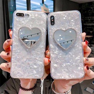 [ IPHONE ] ỐP Lưng vân Đá Trắng Gương Trái Tim