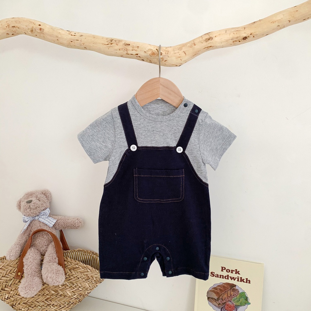 Bộ áo liền quần cotton tay ngắn đáng yêu thời trang dành cho trẻ em