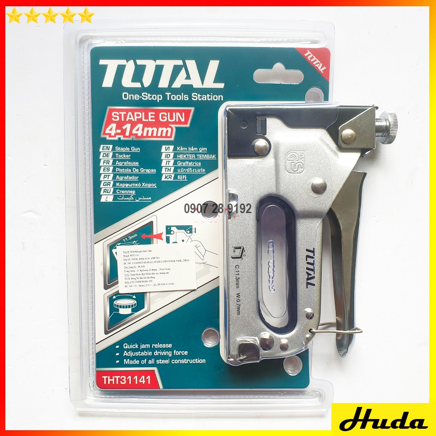 Kìm bấm đinh ghim điều chỉnh tăng lực 4-14mm Staple Gun Total THT31141 - Kềm bấm đinh POI