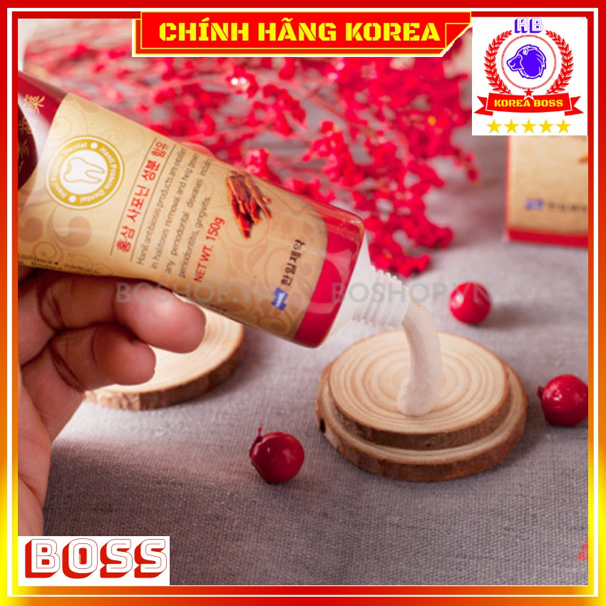 Kem đánh răng hàn quốc, kem hồng sâm giúp trắng răng thơm miệng, tuýp 150gr, Korea Boss