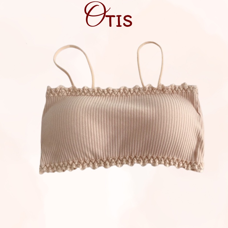 Áo lót bra cotton co dãn đệm mỏng họa tiết viền ren xinh xắn cho nữ OTIS - A636