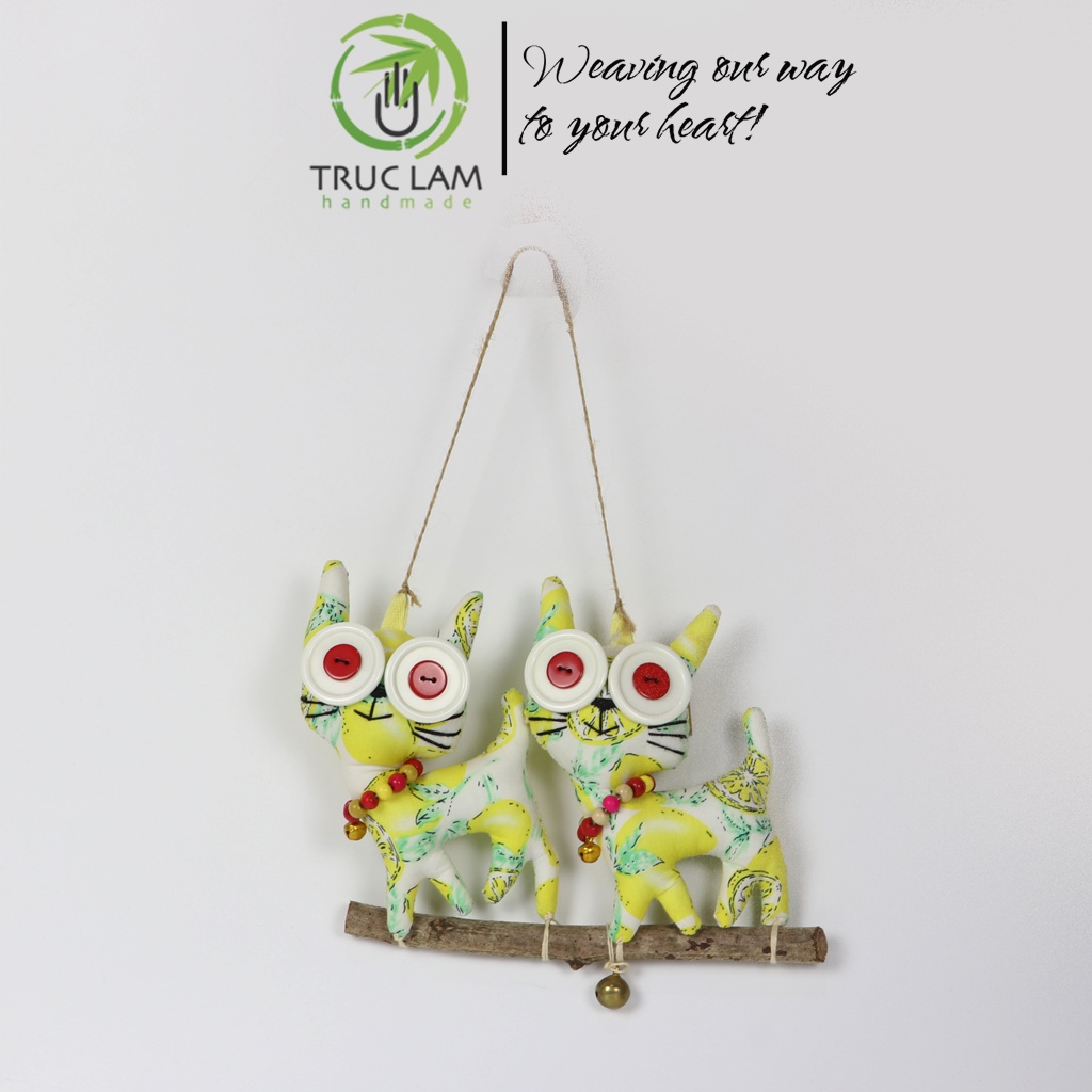 Phụ Kiện Decor Trang Trí Nội Thất Hình 2 Con Mèo - Trúc Lâm Handmade