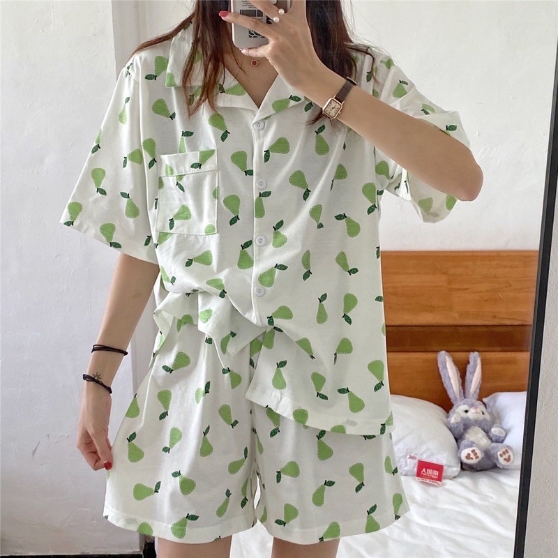 Sét Pijama Cute Quả Lê Siêu Xinh Dành Cho nữ, Sét Bộ Đồ Mặc Nhà